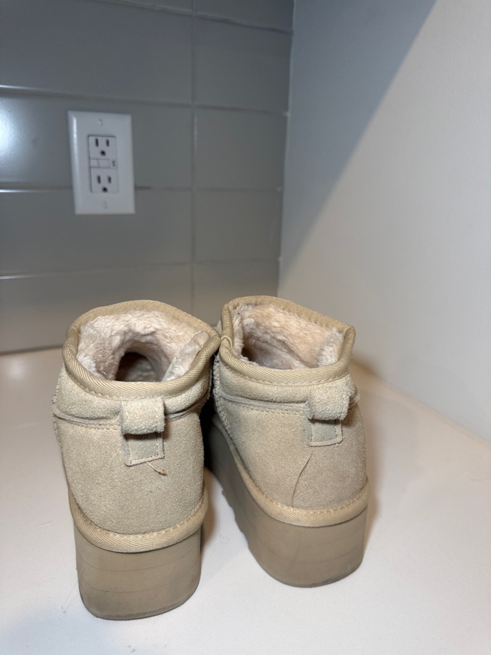 Cushionaire Hippy Women’s Platform Ankle Boots Color: Sand - Picture 3 of 6